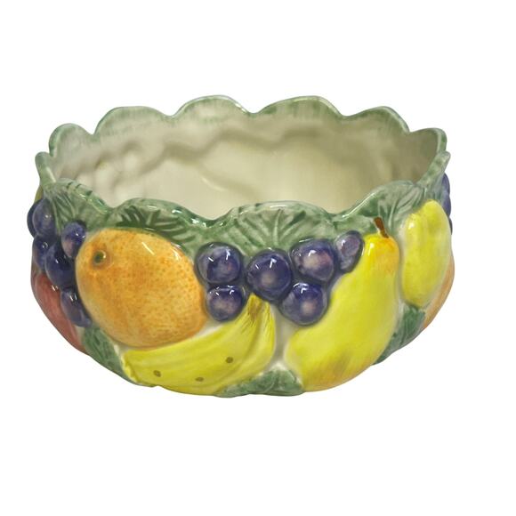 Fitz and Floyd 1989 Japan Majolica 'Calypso' Hand Painted Fruit Bowl-Excellent - Picture 2 of 7